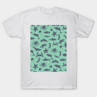 Underwater silhouette animals world T-Shirt
